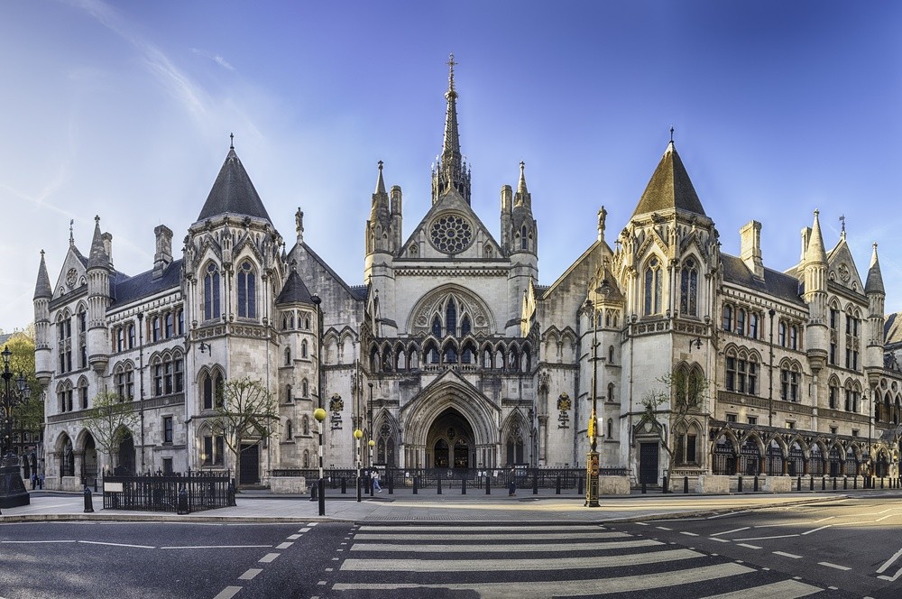 Main entrance of the Royal Courts of Justice on the Strand, London, England, UK