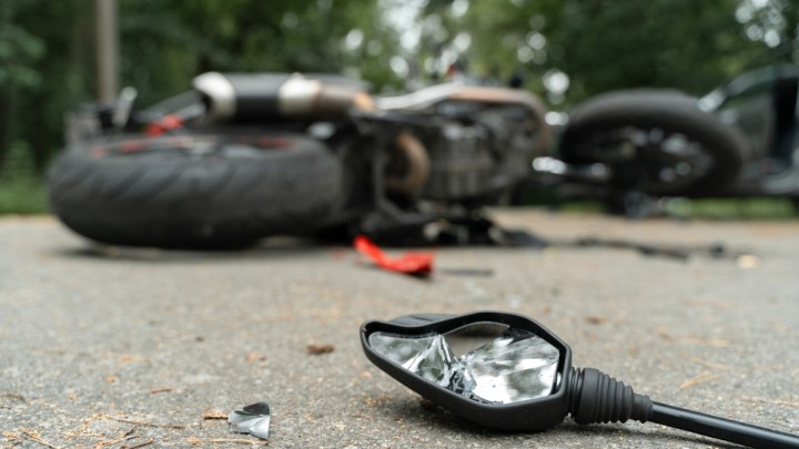 Damaged motorcycle